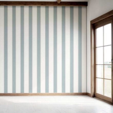 'Savosa' Geometric Striped Wallpaper (Duck Egg Blue/ White) - Image 7