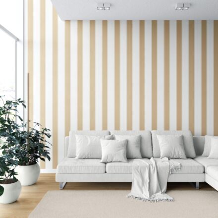 'Urbino' Geometric Striped Wallpaper (Sand Beige/ Tan/ White) - Image 3