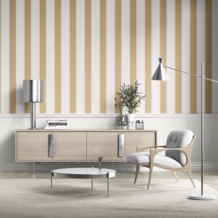 'Urbino' Geometric Striped Wallpaper (Sand Beige/ Tan/ White) - Image 4