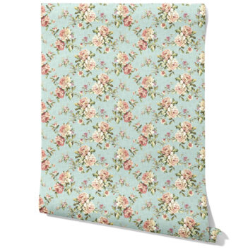 'Shahmina' English Floral Patterned Wallpaper (Blue/ Pink/ Green)