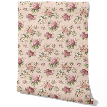 'Woodbell' Modern Floral Block Print Wallpaper (Pink/ Green)