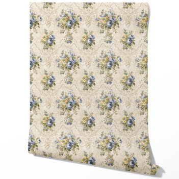 'Lacewing' Floral Damask Patterned Wallpaper (Beige/ Blue/ Yellow/ Green/ Taupe)