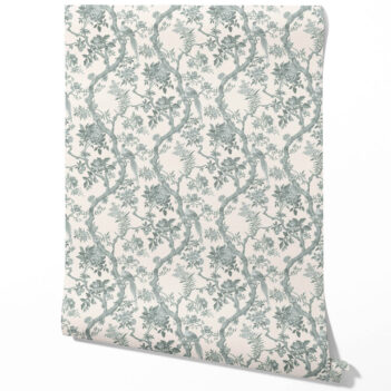 'Adrano' Floral Toile/ Bird Print Chinoiserie Wallpaper (Gray-Green)