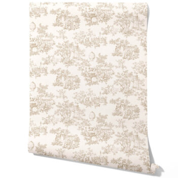 'Anne Cloud' Toile de Jouy/ Nature Print Wallpaper (Beige/ Brown/ Taupe)