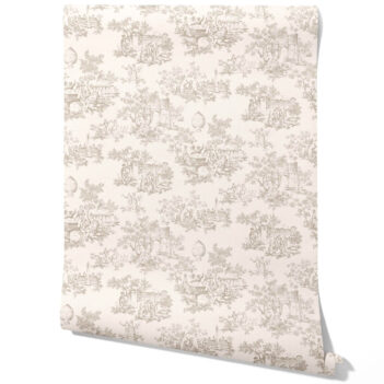 'Noah' Toile de Jouy/ Nature Print Wallpaper (Beige/ Greige/ Off-White)