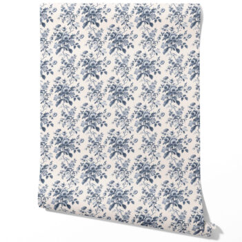 'Mendoza' Vintage-Inspired Floral Toile/ Botanical Wallpaper (Vintage Blue/ Slate Blue)
