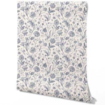 'Jeffries' Floral/ Botanical Wallpaper (Navy Blue)