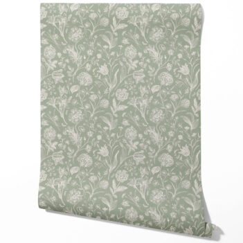 'Otis' Floral/ Botanical Wallpaper (Sage Green)