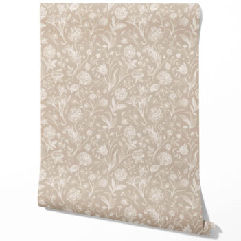 'Foamy Hills' Neutral Floral/ Botanical Wallpaper (Beige/ Brown/ Cream)