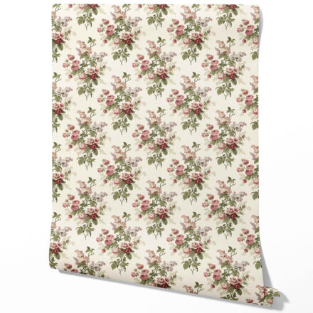 'Ori Hills' English Floral Print Wallpaper (Cream/ Pink/ Green/ Mauve)