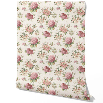 'Ortensia' Modern Floral Block Print Wallpaper (Blush Pink/ Green)