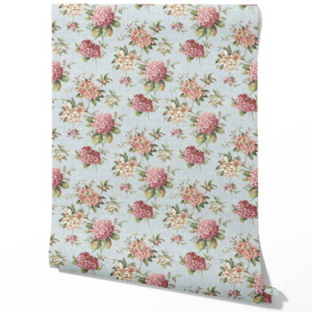 'Beetrice' Modern Floral Block Print Wallpaper (Blue/ Pink/ Green)