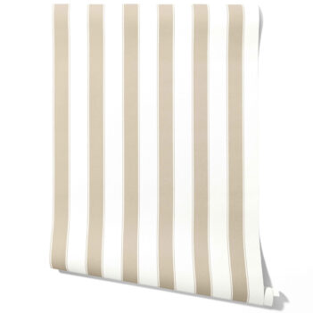 'Bolzano' Neutral Geometric Striped Wallpaper (Stone Beige/ White)