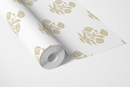 'Niblet' Floral Block Print Wallpaper (Yellow-Green/ White) - Image 3