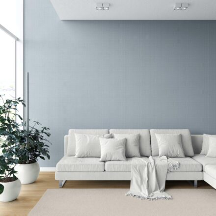 'Salt River' Small Floral Lattice/ Geometric Textured Wallpaper (Slate Blue/ Gray) - Image 6