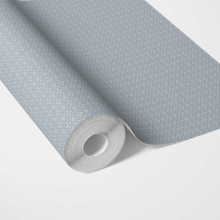 'Salt River' Small Floral Lattice/ Geometric Textured Wallpaper (Slate Blue/ Gray)