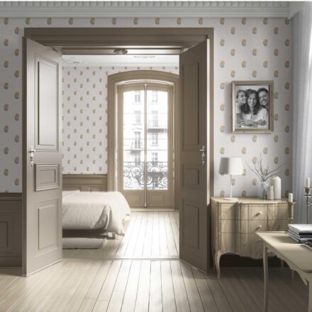 'Chiara' Botanical/ Floral Block Print Wallpaper (Yellow/ Green/ Soft Taupe) - Image 4