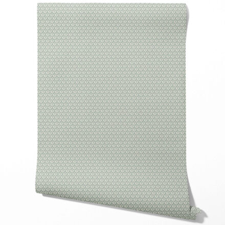 'Zeus' Small Floral Lattice/ Leaf Textured Wallpaper (Green-Gray) - Image 2