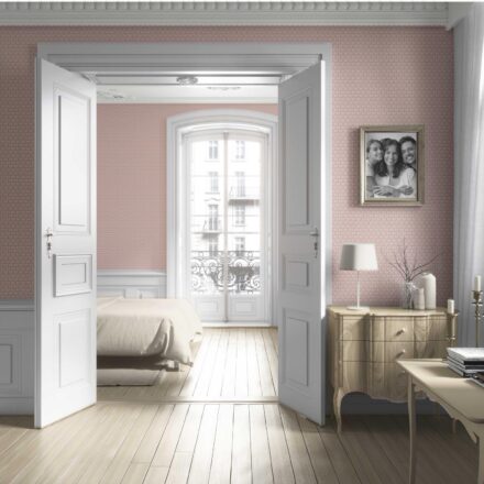 'Bawsir' Small Floral Lattice/ Leaf Textured Wallpaper (Dusty Pink/ Off-White) - Image 4
