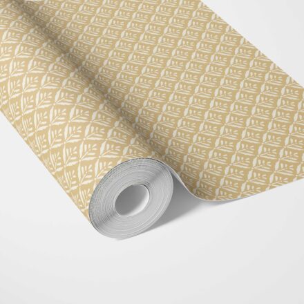 'Lizette' Small Floral Lattice/ Leaf Textured Wallpaper (Yellow/ Off-White)