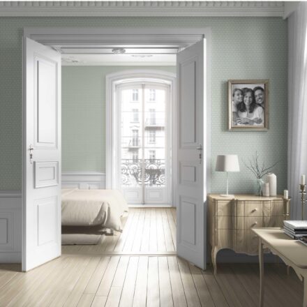 'Corina' Small Floral Lattice/ Leaf Textured Wallpaper (Pastel Blue) - Image 4