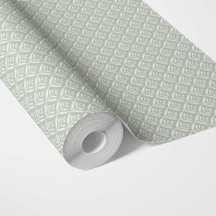 'Corina' Small Floral Lattice/ Leaf Textured Wallpaper (Pastel Blue)