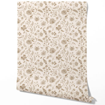 'Gusto' Neutral Floral/ Botanical Patterned Wallpaper (Beige/ Brown/ Soft Taupe)