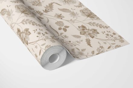 'Gusto' Neutral Floral/ Botanical Patterned Wallpaper (Beige/ Brown/ Soft Taupe) - Image 3