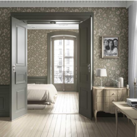 'Angelica' Floral/ Botanical Patterned Wallpaper (Olive Green/ Beige) - Image 4