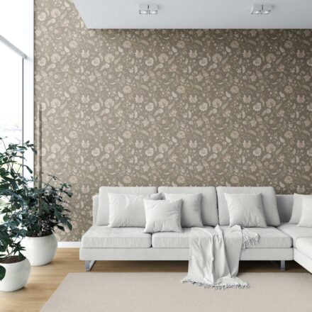 'Duwar' Floral/ Botanical Patterned Wallpaper (Olive Green/ Brown/ Beige) - Image 6