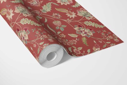 'Iquitos' Floral/ Botanical Patterned Wallpaper (Deep Red/ Green) - Image 3