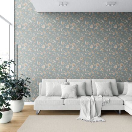 'Palooza' Floral Botanical Patterned Wallpaper (Blue-Gray/ Beige) - Image 6