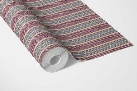'Aurora' Geometric Striped Wallpaper (Mauve/ Pink/ Sage Gray) - Image 3
