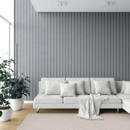 'Caprice' Geometric Striped Wallpaper (Navy Blue/ Steel Gray) - Image 2