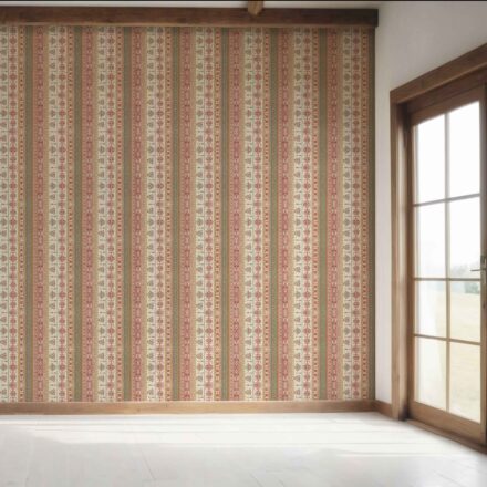 'Whimsy' Vintage Bohemian Striped Wallpaper (Red/ Orange/ Green/ Yellow/ Brown) - Image 7