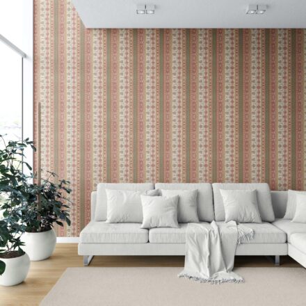 'Whimsy' Vintage Bohemian Striped Wallpaper (Red/ Orange/ Green/ Yellow/ Brown) - Image 6