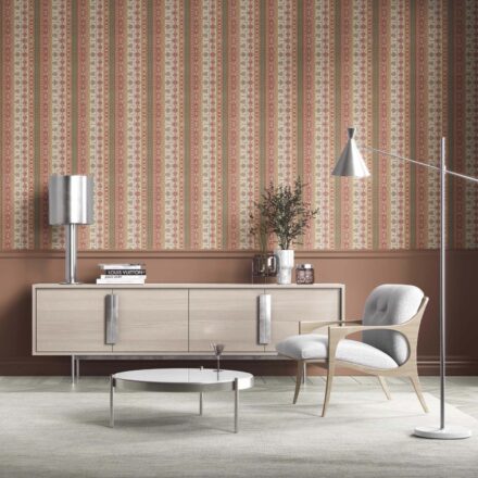'Whimsy' Vintage Bohemian Striped Wallpaper (Red/ Orange/ Green/ Yellow/ Brown) - Image 2