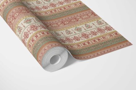 'Whimsy' Vintage Bohemian Striped Wallpaper (Red/ Orange/ Green/ Yellow/ Brown) - Image 3