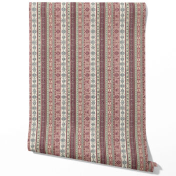 'Anakin' Vintage Bohemian Striped Wallpaper (Purple/ Pink/ Mauve/ Sage Green)