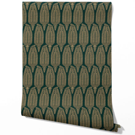 'Calobra' Paisley Floral Wallpaper (Emerald Green/ Gold) - Image 2
