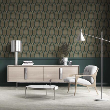 'Calobra' Paisley Floral Wallpaper (Emerald Green/ Gold)