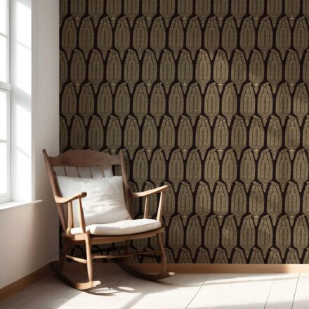 'Earthen' Paisley Floral Wallpaper (Coffee Brown/ Gold) - Image 5
