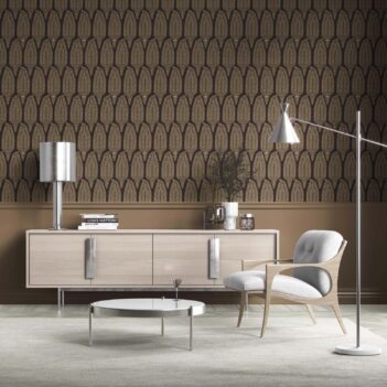 'Earthen' Paisley Floral Wallpaper (Coffee Brown/ Gold)