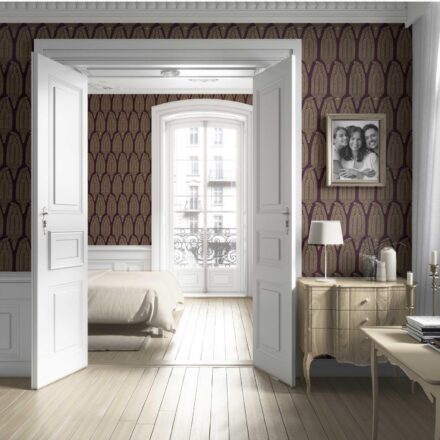 'Soft Ballad' Paisley Floral Wallpaper (Deep Purple/ Burgundy/ Gold) - Image 4
