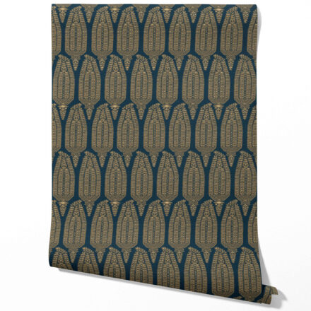 'Bageecha' Paisley Floral Wallpaper (Teal Blue/ Gold) - Image 2