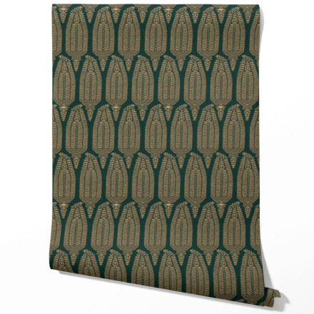 'Konkan' Paisley Floral Wallpaper (Green/ Gold) - Image 2