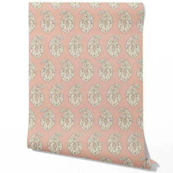 'Kalakandh' Paisley Floral Print Wallpaper (Peach/ Pink/ Green)