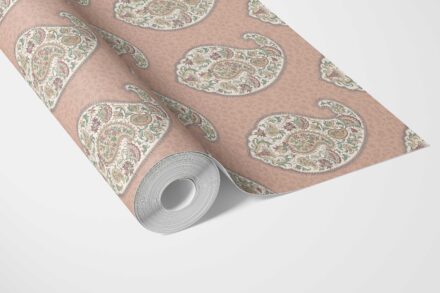 'Kalakandh' Paisley Floral Print Wallpaper (Peach/ Pink/ Green) - Image 3