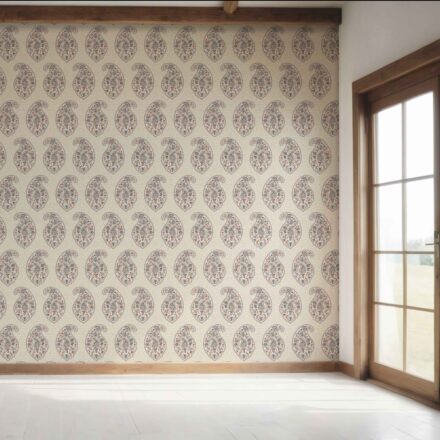 'Josefin' Paisley Floral Print Wallpaper (Red/ Blue/ Beige) - Image 7