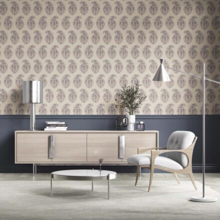 'Josefin' Paisley Floral Print Wallpaper (Red/ Blue/ Beige) - Image 2